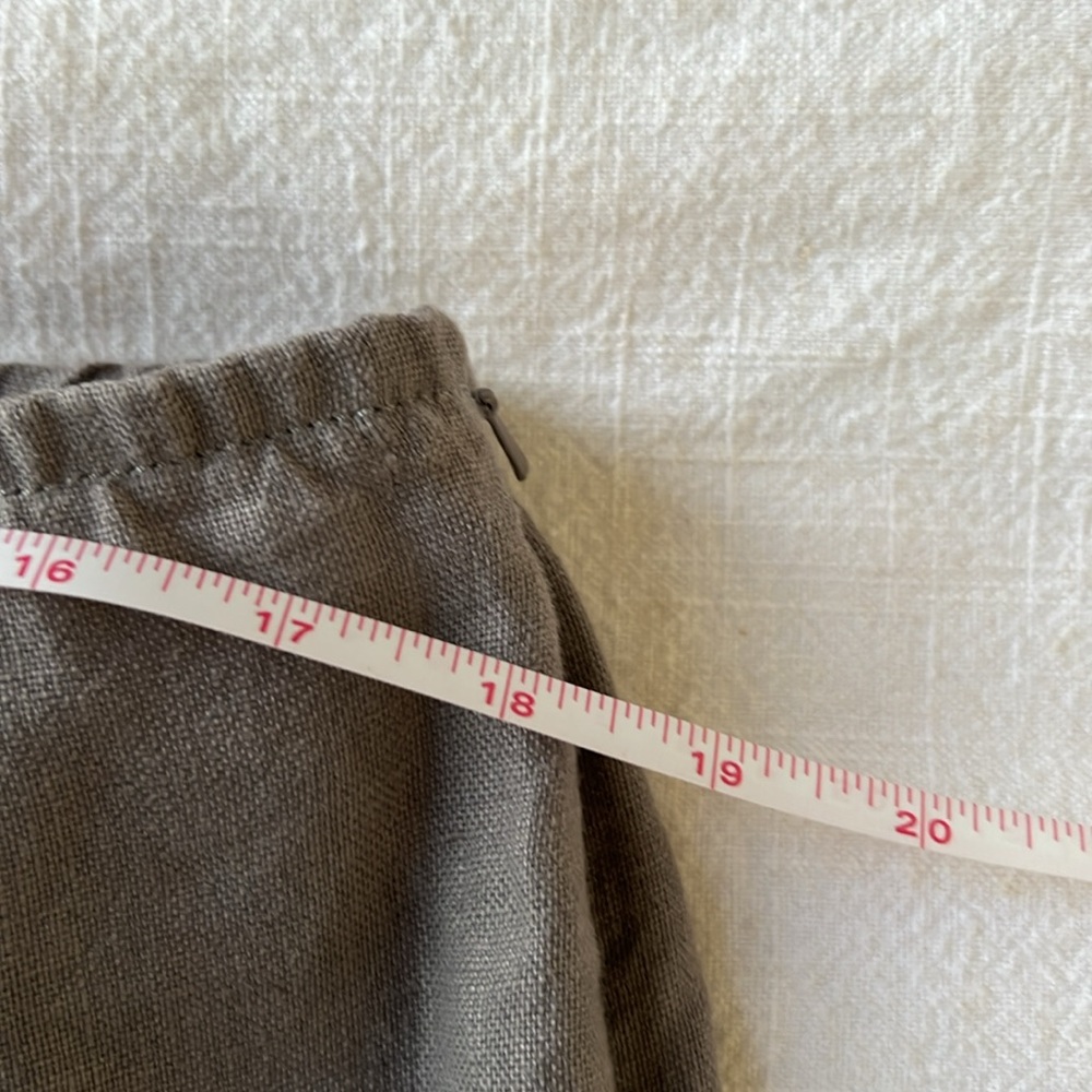 Eileen Fisher Medium Linen Taupe Side-Zip Pants - Picture 10 of 11